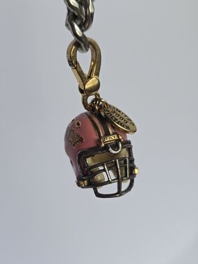 Y2K 2009 Juicy Couture Pink Enamel Football Helmet Charm Oversized Brass Tone